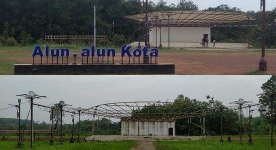 alun-alun-banyuasin Terbengkalai; Alun-alun Kota Pangkalan Balai Rusak dan Tak Terawat