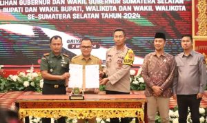 Pj Bupati Banyuasin Tandatangani NPHD Dana Hibah Pengamanan Pelaksanaan Penyelenggaraan Pilkada Sumsel Tahun 2024