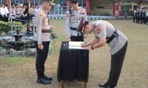 Kapolres Muara Enim Pimpin Gelar Sertijab Kapolsek Semendo